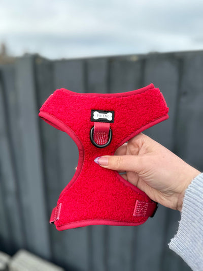 Pup Chic - Ruby Red Fleece Range- Harnesses, Leads, Etc