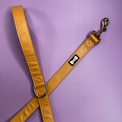 Pup Chic Alfresco Pup Vegan Leather 5ft Dog Lead - Camel.