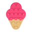 Pink and yellow ice cream-shaped toy with bubble texture on a white background