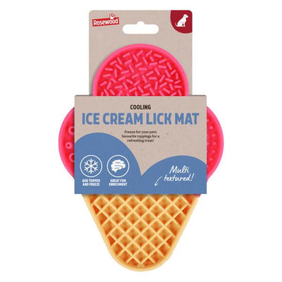 Dog ice cream lick mat with packaging on a white background
