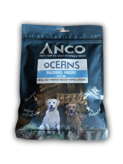 Anco Oceans Mackerel Fingers with Cod – 100g Dog Treats