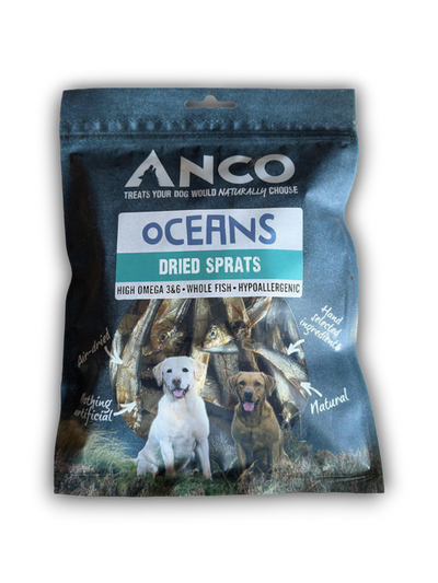 Anco Oceans Dried Sprats 150g – natural hypoallergenic omega-rich dog treats