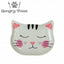Cat-shaped bowl with pink accents on a white background, featuring the brand 'Hungry Paws'.