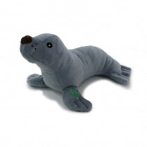 Plush toy seal on a white background