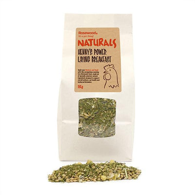 Package of Rosewood Naturals Heavy Power Laying Breakfast with a sample on a white background