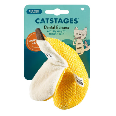 Catstages Dental Banana toy in packaging on a white background