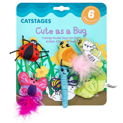 Catstages 'Cute as a Bug' cat toy set packaging with colorful toys on a white background