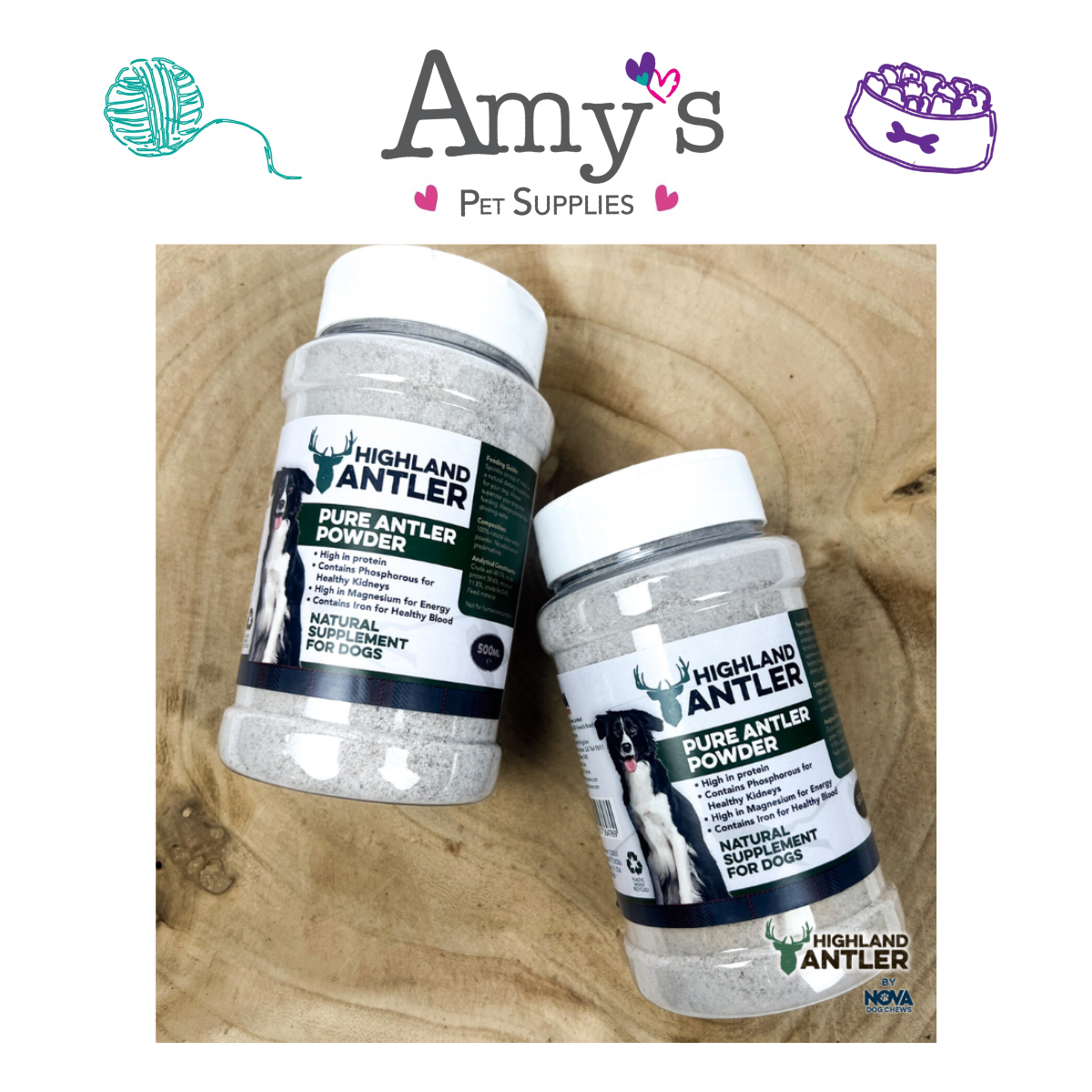 Pure Antler Powder (Supplement) For Dogs 500ml