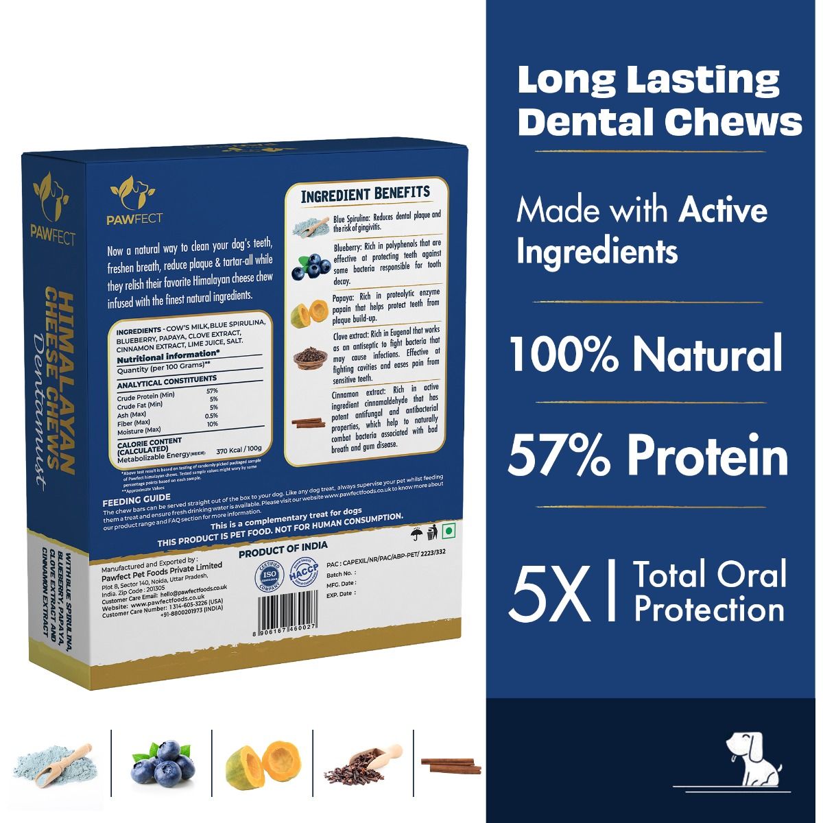 Himalayan Cheese Chews For Dogs - Dentamust Blueberry 3 Pack