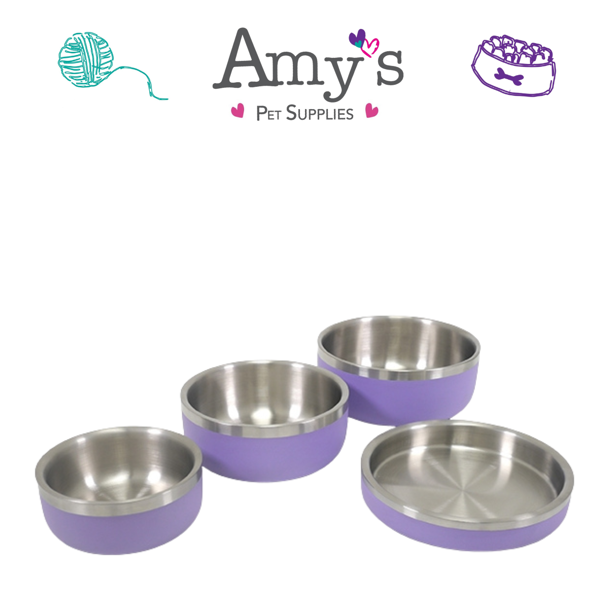 Double Wall Stainless Steel Pet Bowls