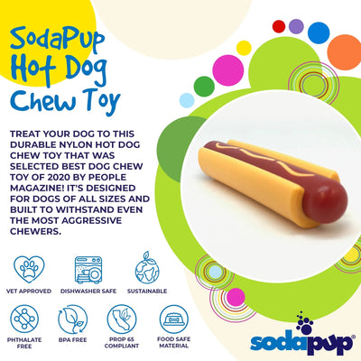 SodaPup Hot Dog Power Chewer Toy