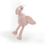 Pink plush flamingo toy on a white background