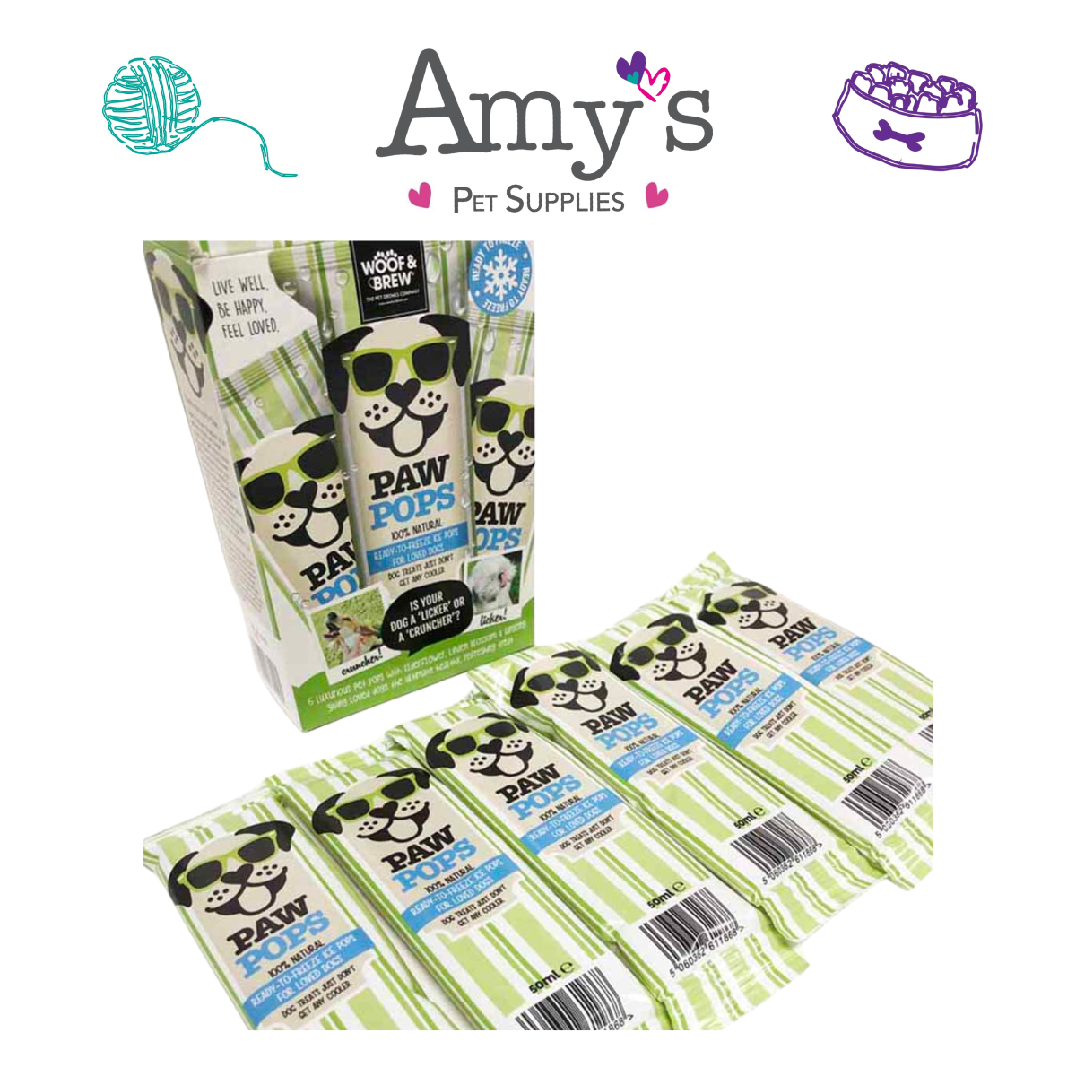 Woof & Brew Paw Pops 6 pack Ice Lollies for Dogs