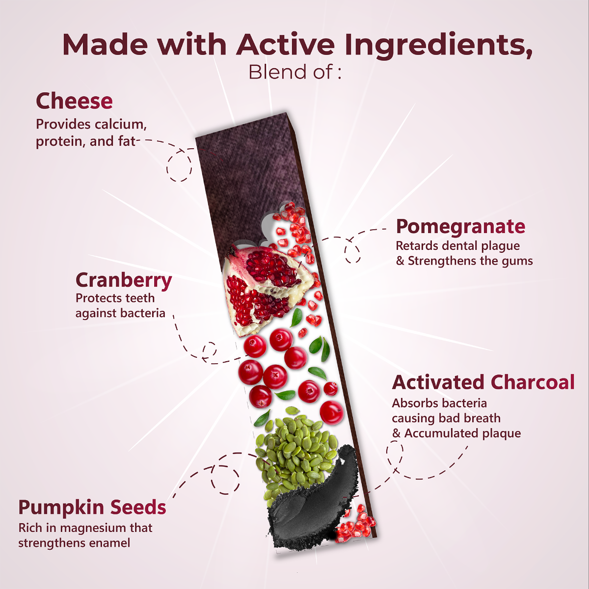 Himalayan Cheese Chews For Dogs - Dentamust Cranberry 3 Pack