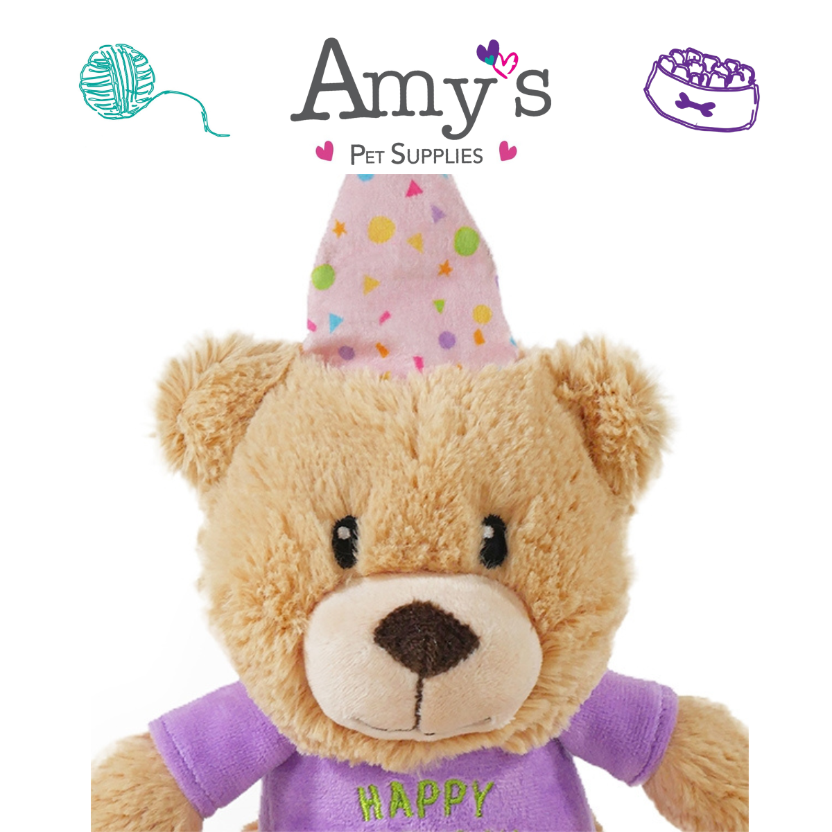 Birthday Dog Toys - Plush Bear or Trio of Tennis Balls