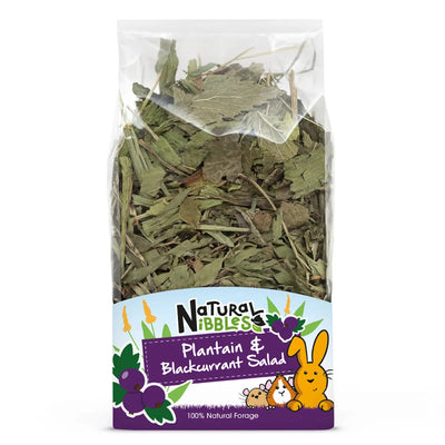 Natural Nibbles Plantain & Blackcurrant Salad - Rabbit & Small Animal Herbal Feed | Natural Forage Mix