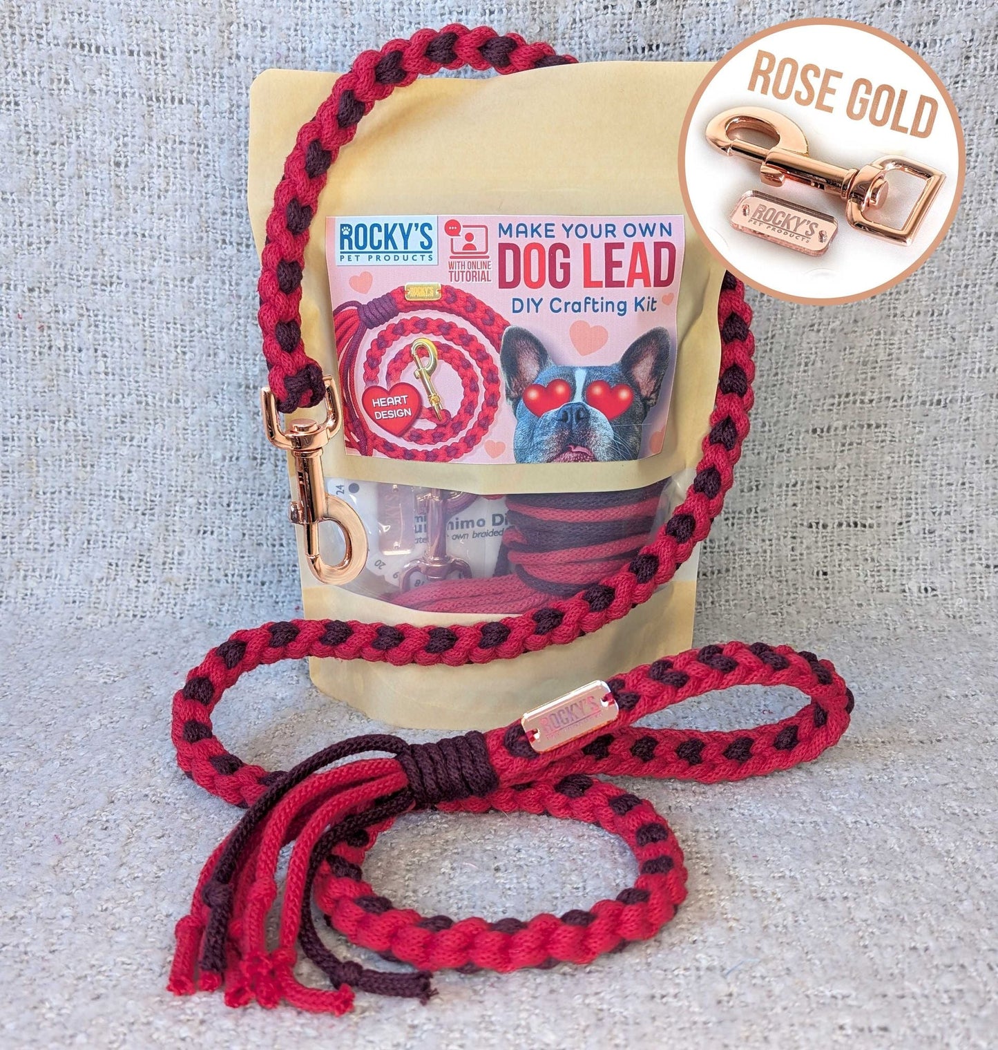 Make Your Own Dog Lead Craft Kit - Valentine's Day Heart Pattern