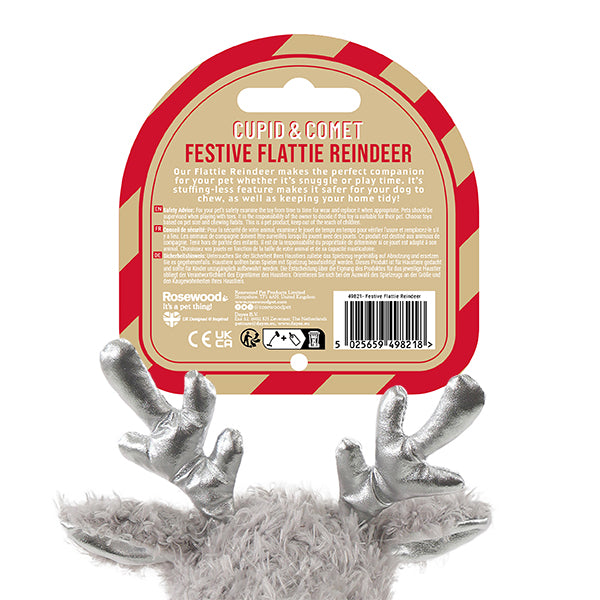 Festive Flattie Reindeer Dog Toy