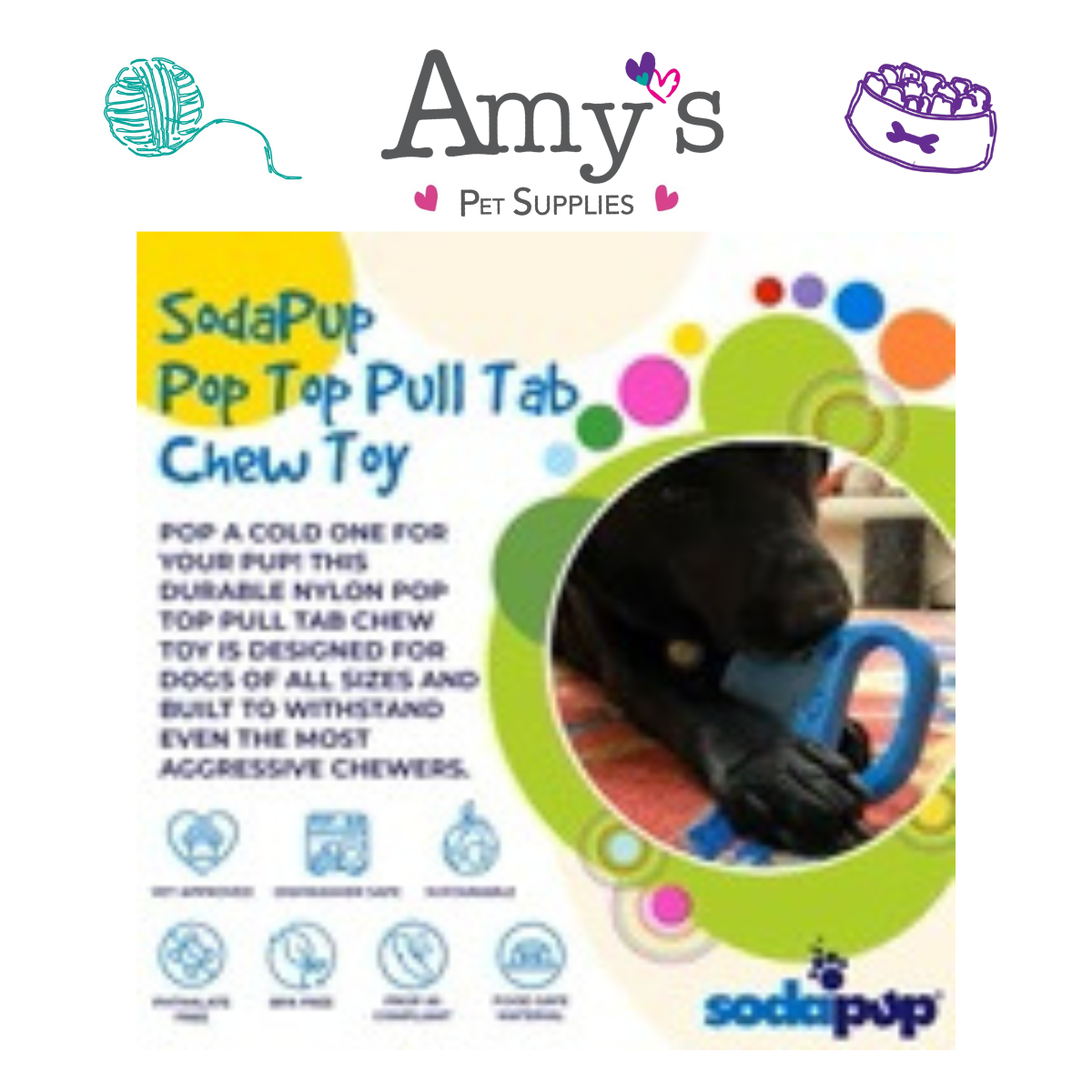 Soda Pup Pull Tab Tough Dog Toy