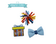 Ancol present collar charm with blue gingham bow and multicolour pom-pom