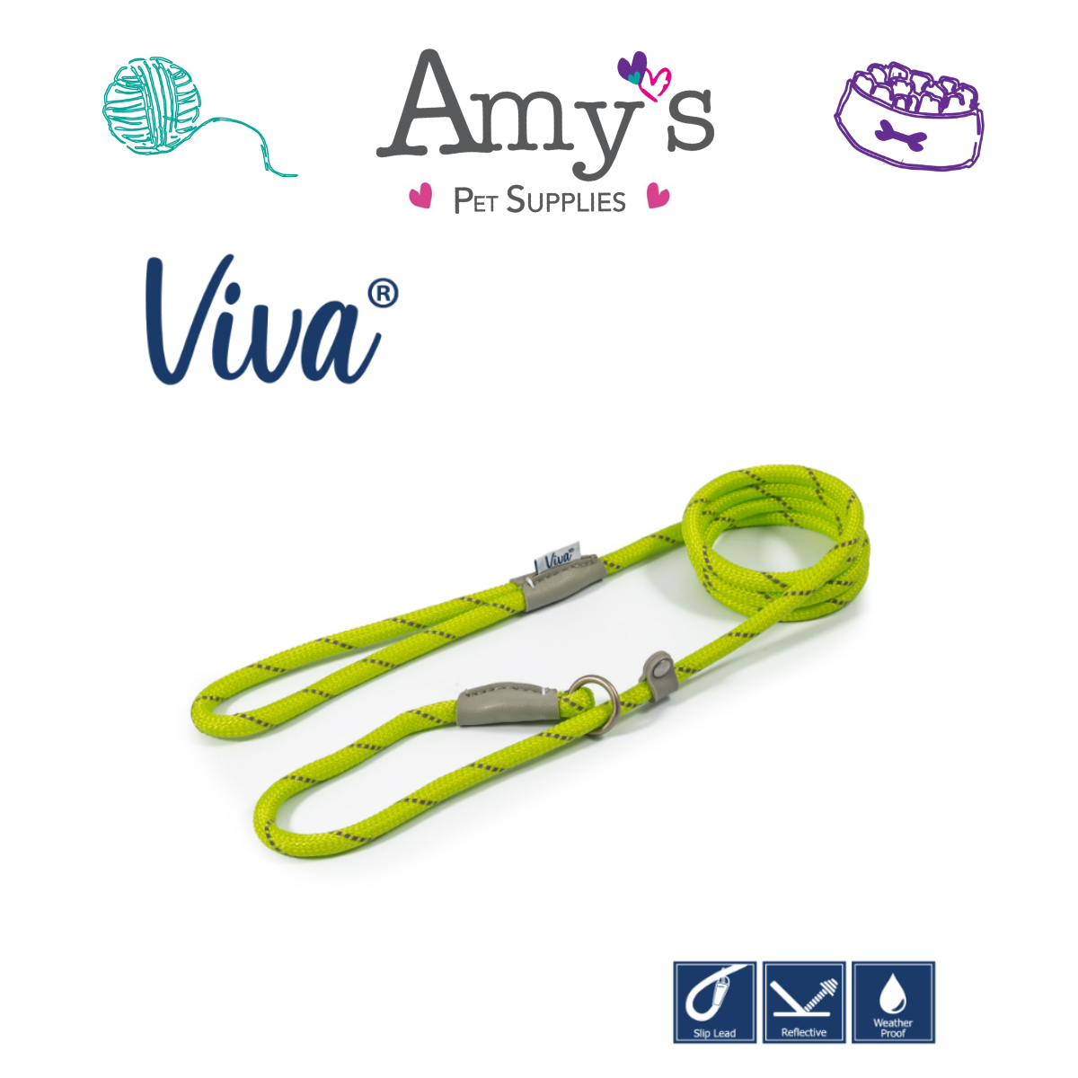 Viva Rope Slip Lead 150cm x 0.8cm