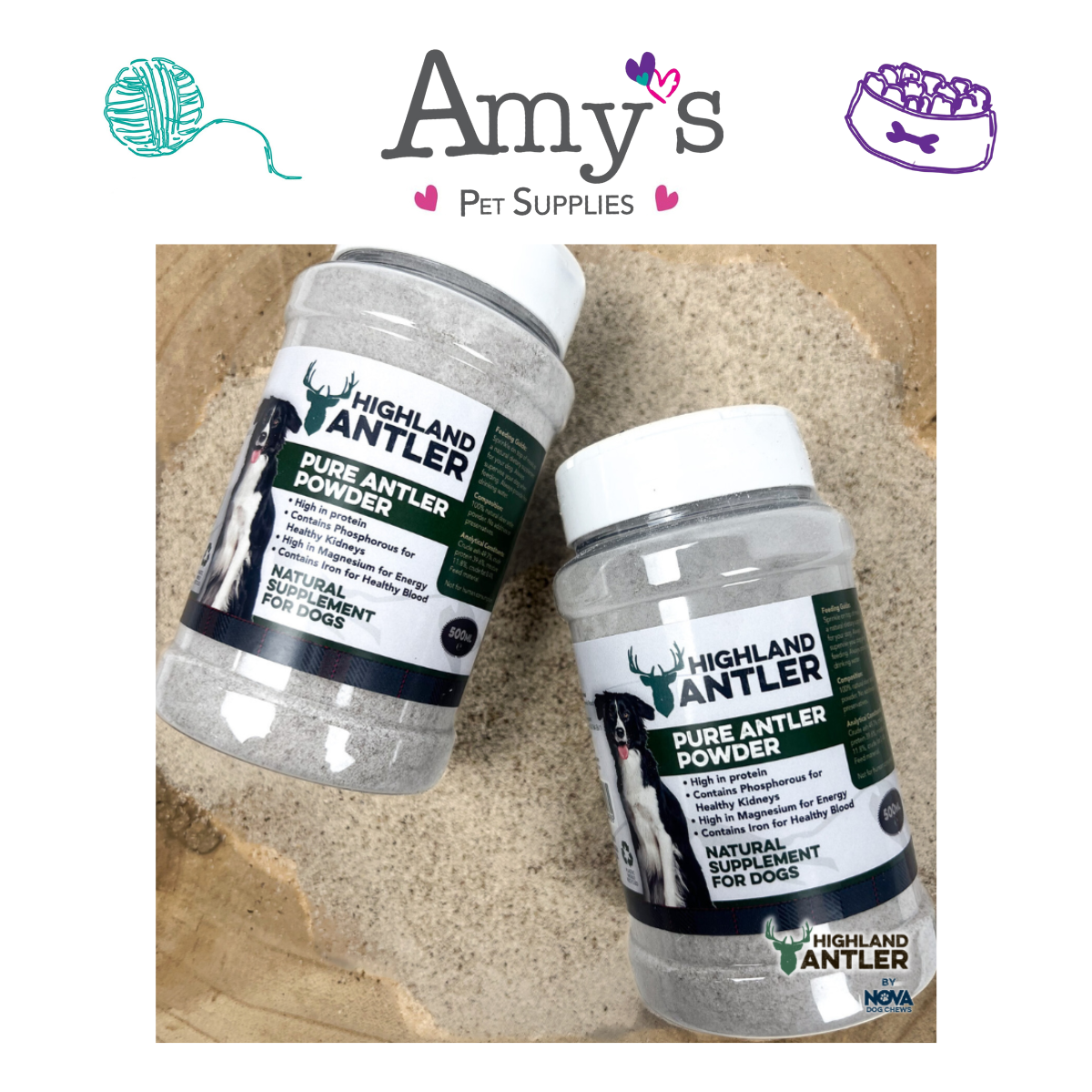 Pure Antler Powder (Supplement) For Dogs 500ml