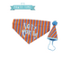 Orange striped New Year dog bandana and matching party hat