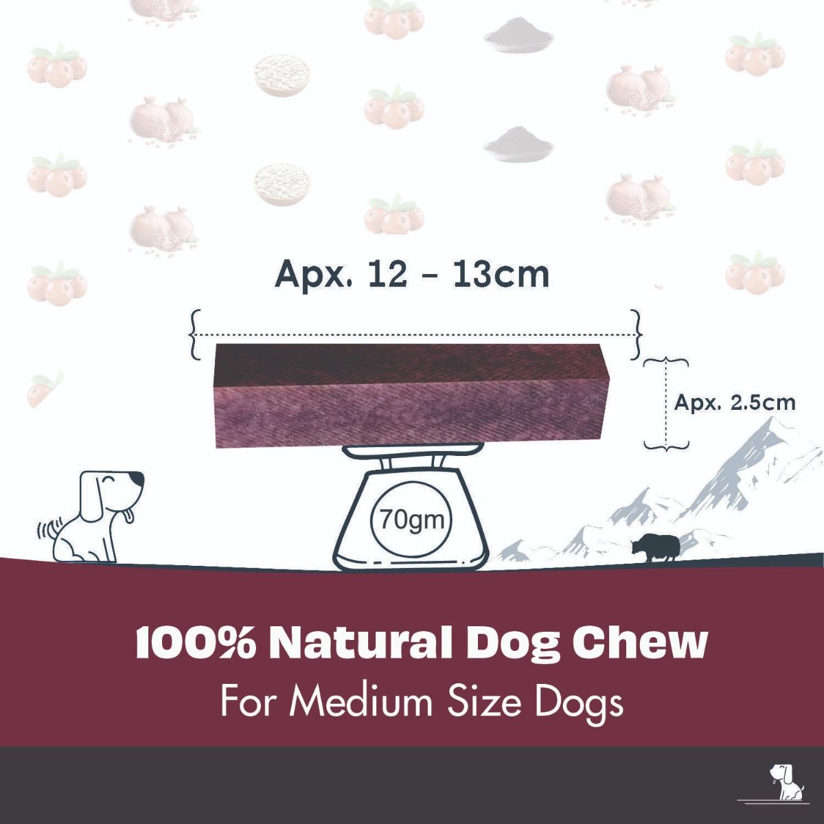 Himalayan Cheese Chews For Dogs - Dentamust Cranberry 3 Pack