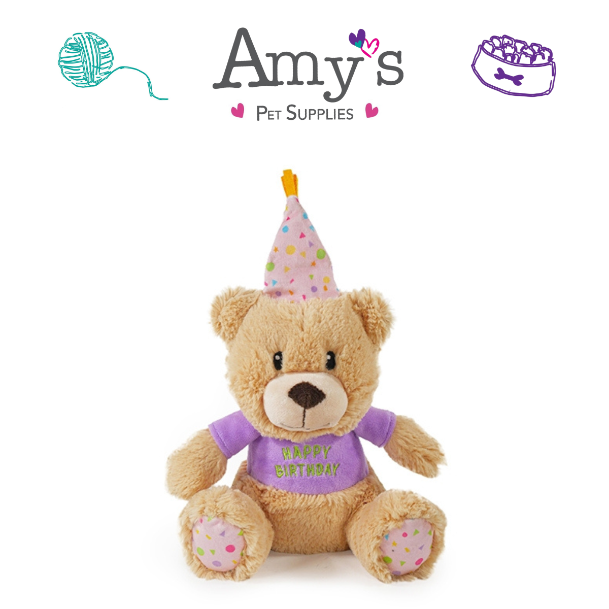Birthday Dog Toys - Plush Bear or Trio of Tennis Balls