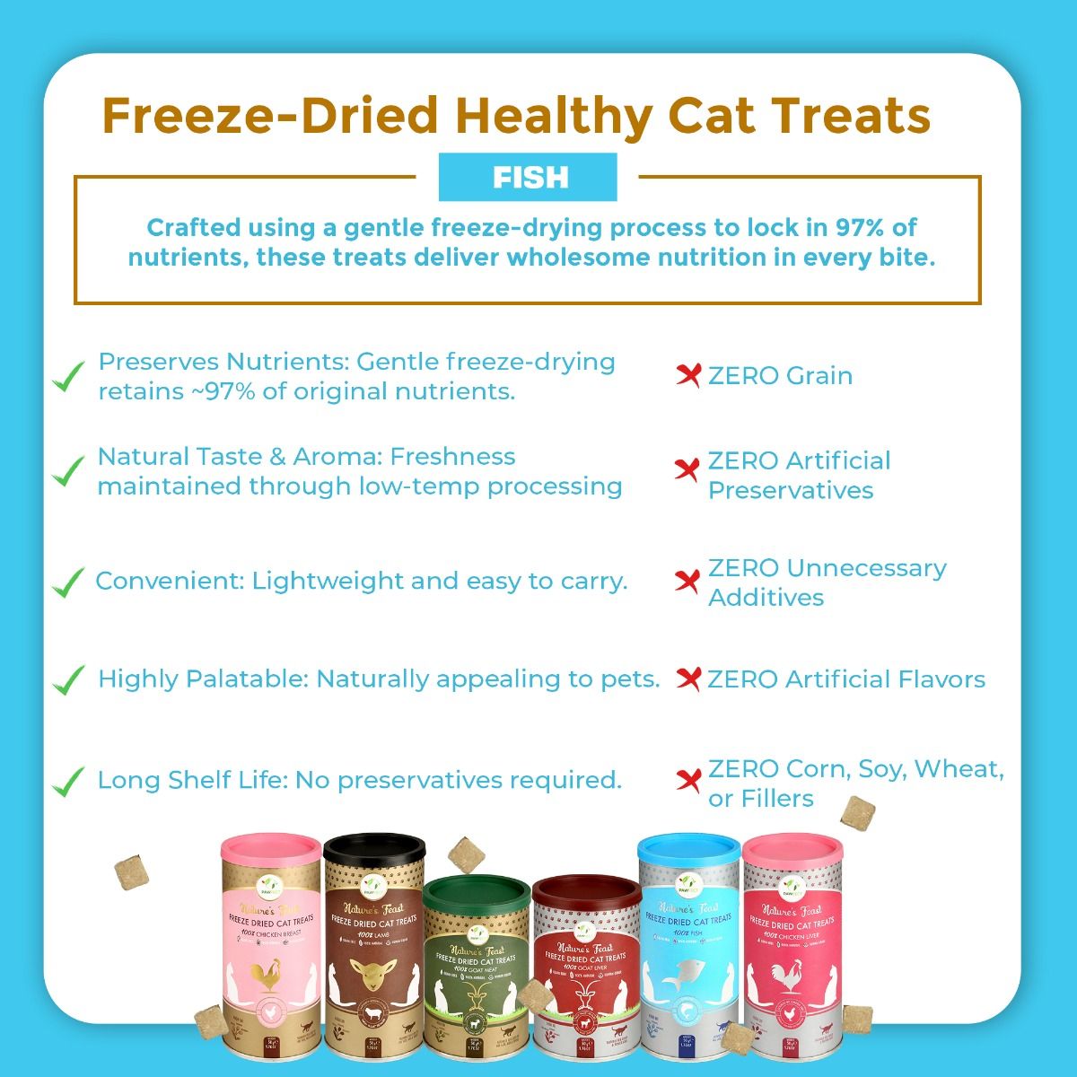 Pawfect Nature's Feast Freeze-Dried Cat Finest Fish Treats 50g