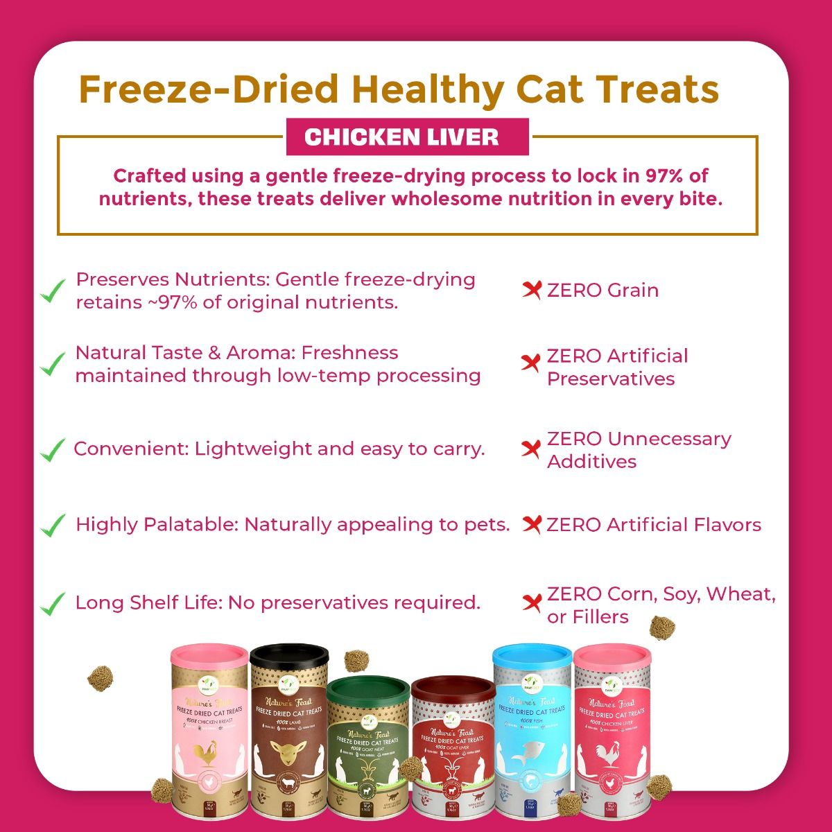 Pawfect Nature's Feast Freeze-Dried Cat Treat- Chicken Liver 50g
