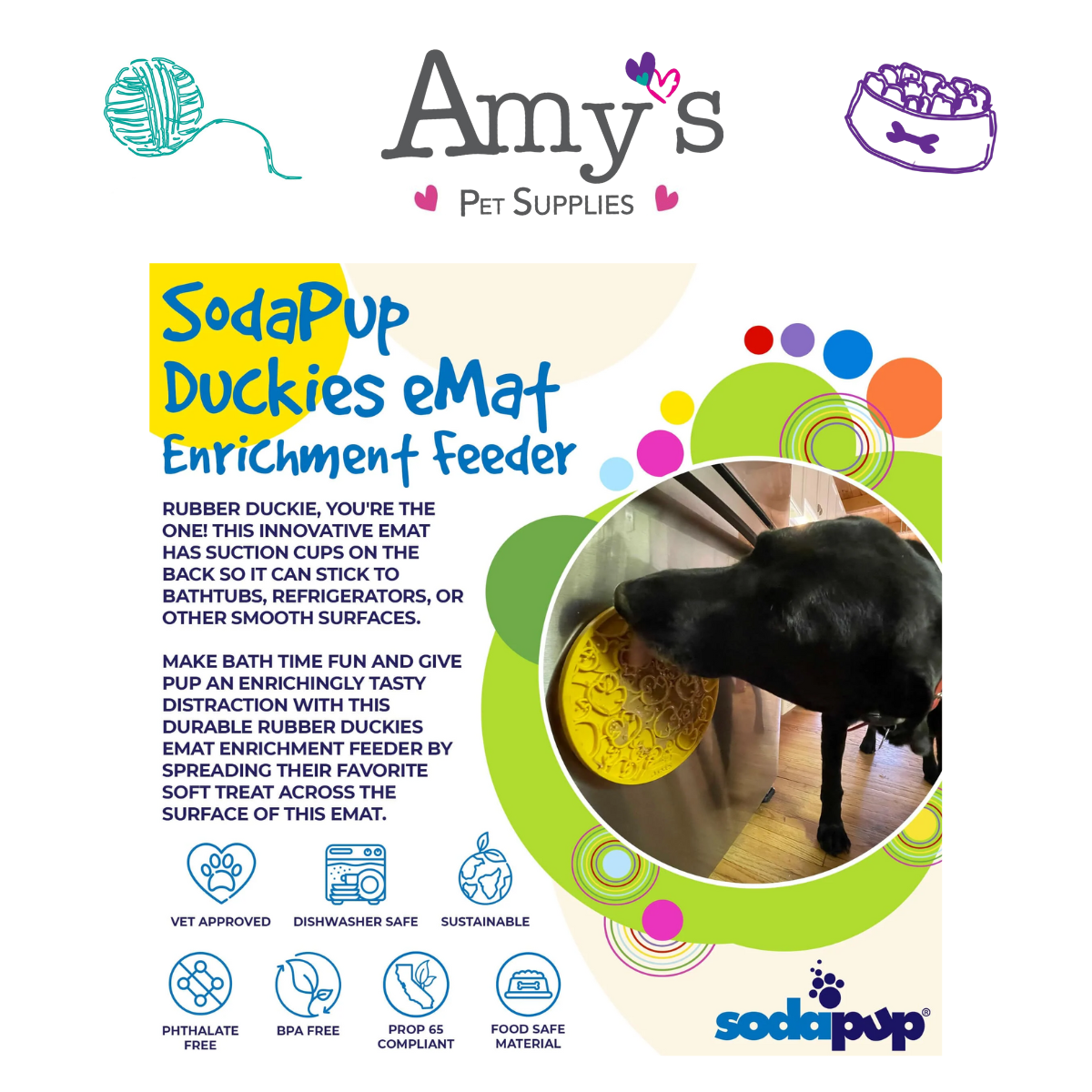 SodaPup Duckies Lick Mat For Dogs with Suction Cups