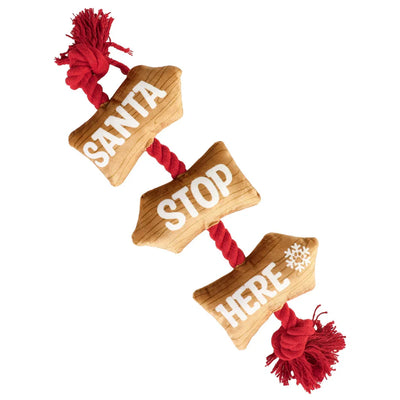 Santa Stop Here Rope Dog Toy