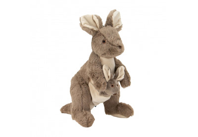 Ancol Cuddle Kangaroo and Joey dog toy with soft plush fabric, squeak and crinkle, made with recycled filling