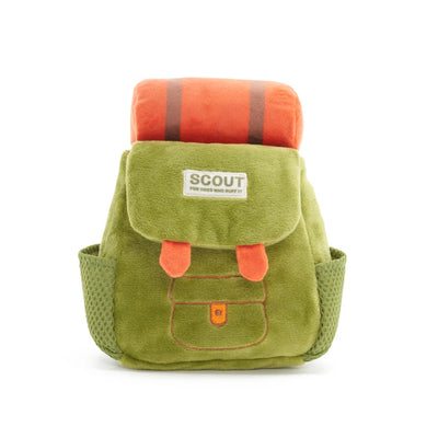 BARK Rowdy Ruckus Rucksack Dog Toy – Plush Treat Hide & Seek Backpack with Squeaker