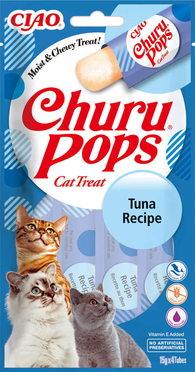 Inaba Churu Pops Tuna Recipe grain free jelly cat treats 4 pack with high moisture