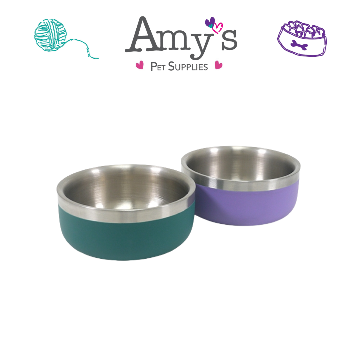 Double Wall Stainless Steel Pet Bowls