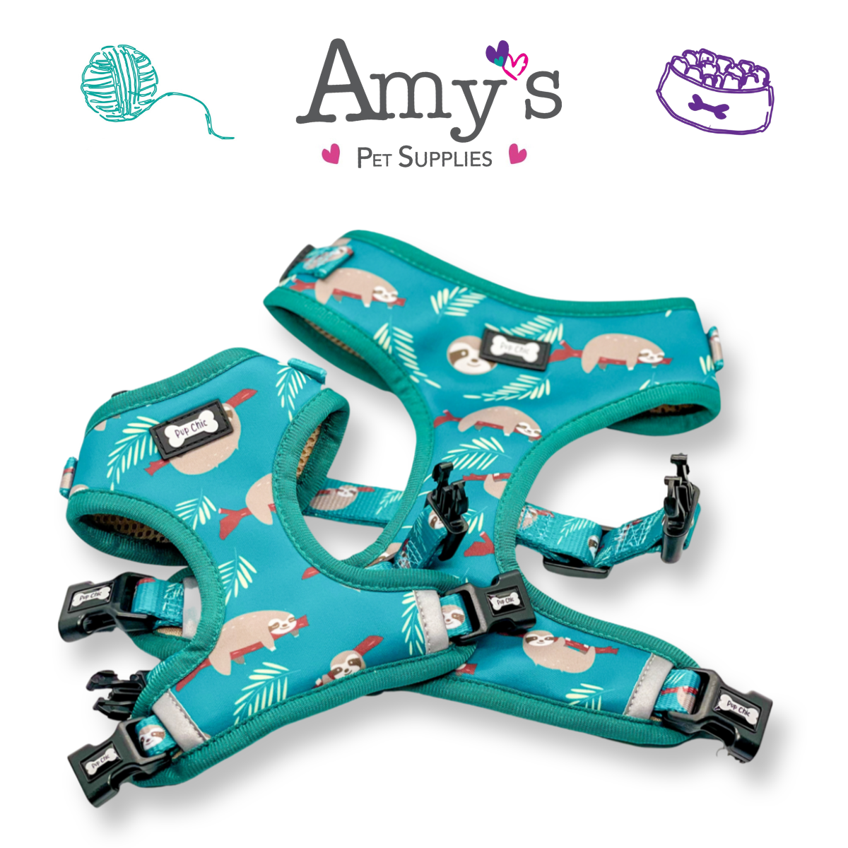 Pup Chic - Lazy Sloth Range- Harnesses, Leads, Etc