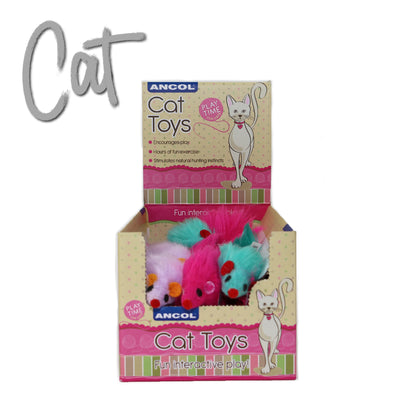 Ancol Furry Mouse Cat Toy with Catnip – Single