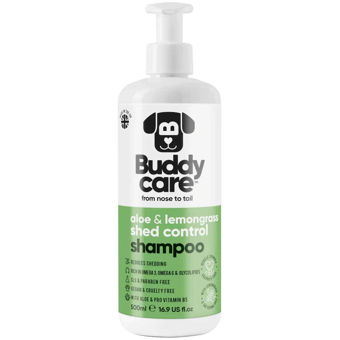 Buddy Care Aloe & Lemongrass Shed Control Shampoo For Dogs
