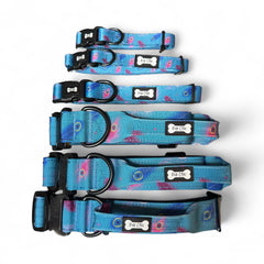 Pup Chic Boutique Power Peacock Adjustable & Tactical Dog Collars (XS–XL) – Bold Style for Every Size