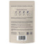 Back of Hackney Dog House Calming Goats Milk packaging showing daily serving guide for small, medium, large and extra-large dogs. Natural goat milk blend with Montmorency cherry, valerian, chamomile and lemon balm to soothe anxiety and stress. 100% natural, no additives, made in UK, recyclable pouch.
