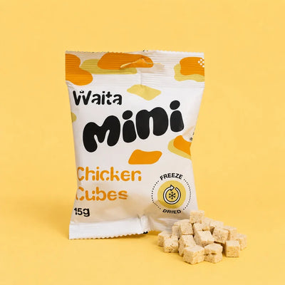 Waita Freeze-Dried Mini Chicken Cubes 15g – Training Treats for Dogs, Cats & Ferrets.