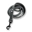 Gray dog leash with a clip on a white background