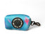 Blue pouch with feather design and 'Pup Chic' label on a white background