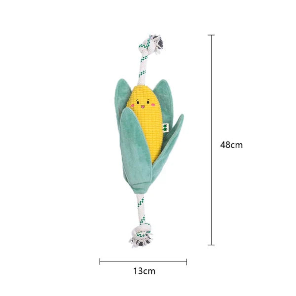 Green Sheep Stuffing-Free Corn Dog Toy medium with crinkle and squeaker