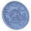 Blue silicone mold with mushroom design on a white background