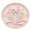 Pink Lick plate with cactus design on a white background