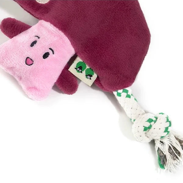 Eco friendly mushroom plush dog toy with squeaker
