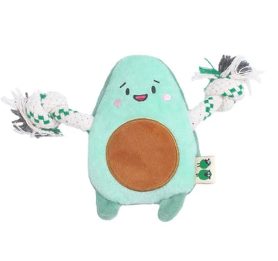 V-Pet stuffing free avocado dog toy with rope limbs
